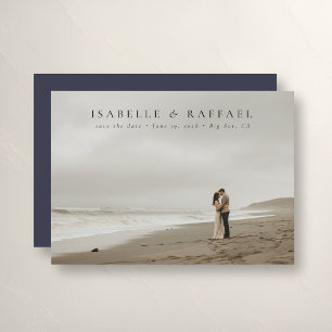 Elegante Luxuriöse formelle Foto Dunkelblaue Hochz Save The Date