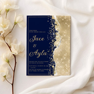 Elegante luxuriöse navyblaue goldene glitzernde Ho Einladung