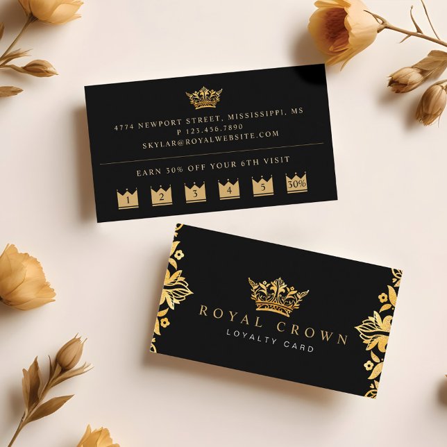 Elegante Luxuriöse Regal Royal Gold Crown Treuekarte (Elegant Luxurious Regal Royal Gold Crown Loyalty Card)