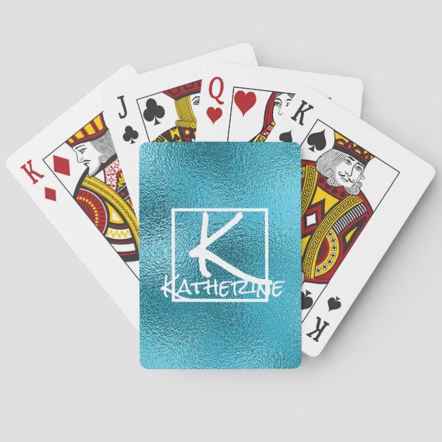 Elegante Luxury Blue Glitzer Sparkle Glam Bling Spielkarten (Rückseite)