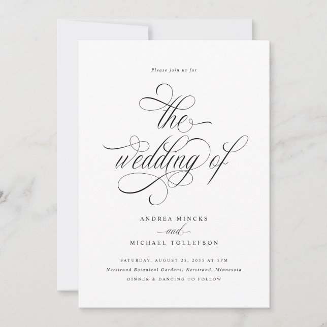 Elegante Luxury Calligraphy Script Wedding Einladung (Vorderseite)