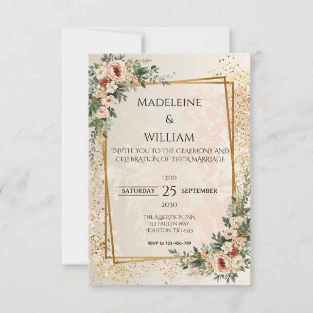 Elegante Luxury Garden FloralWedding RSVP Card Karte (Vorderseite)