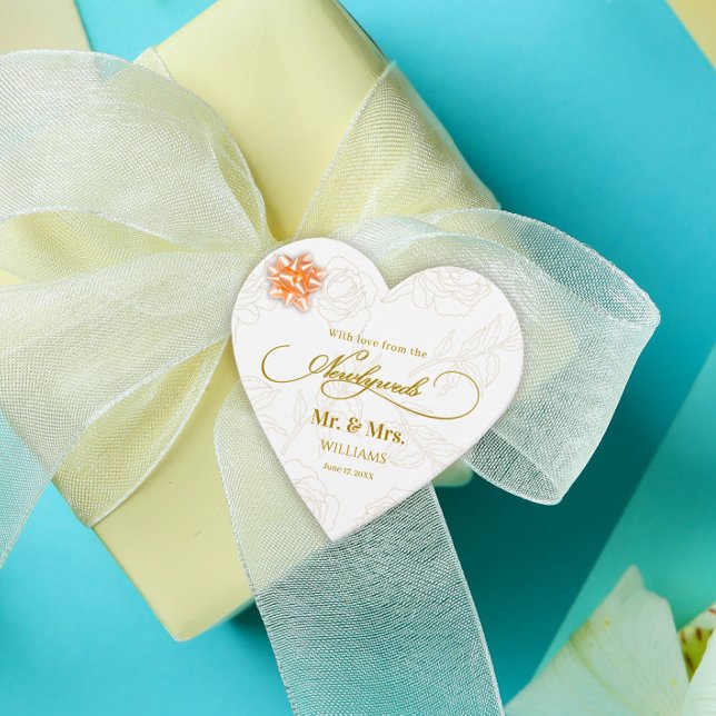 Elegante Luxury Gold Floral Wedding Vielen Dank Geschenkanhänger (Von Creator hochgeladen)