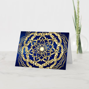 Elegante Luxury Gold & Navy Blue Mandala Reiki Yog