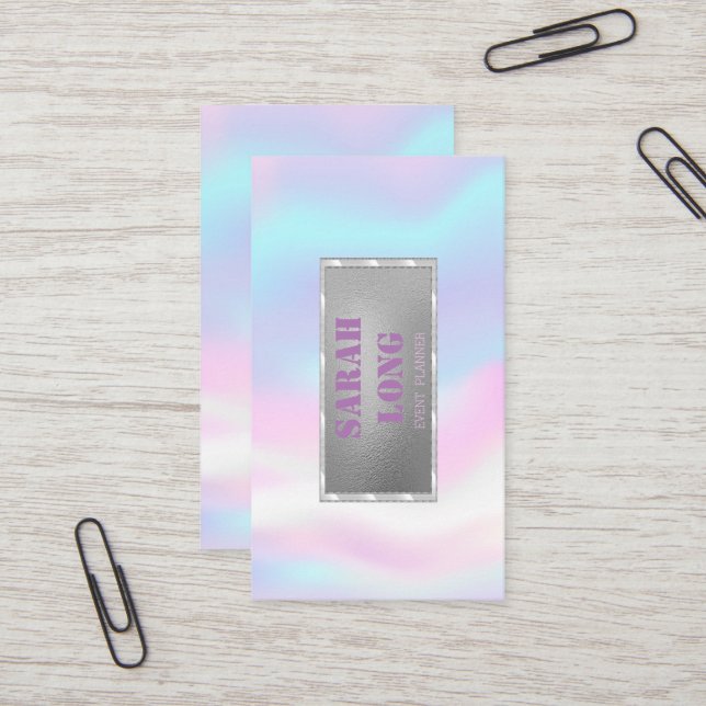 Elegante Luxury Sweet Holographic Business Card Visitenkarte (Vorderseite/Rückseite Beispiel)