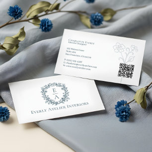 Elegante Luxus-Boutique-Blumen-Monogramm-Wappen-Lo Visitenkarte