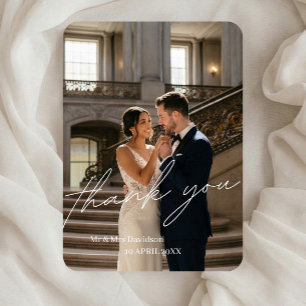 Elegante Luxus Foto Hochzeits-Dankeskarten Einladung
