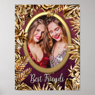 Elegante Luxus Gold Blume Fügen Sie Ihr Foto kunde Poster