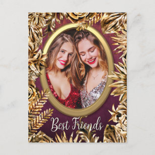 Elegante Luxus Gold Blume Fügen Sie Ihr Foto kunde Postkarte