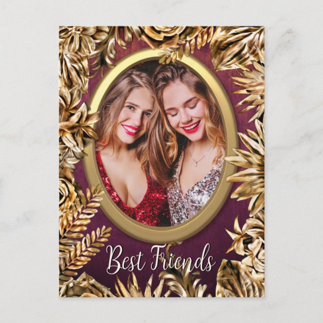 Elegante Luxus Gold Blume Fügen Sie Ihr Foto kunde Postkarte (Vorderseite)