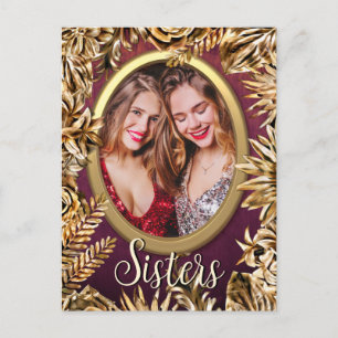 Elegante Luxus Gold Blume Fügen Sie Ihre Foto Schw Postkarte