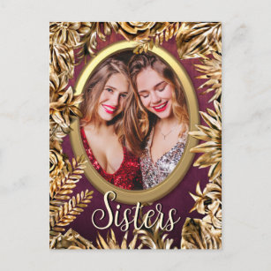 Elegante Luxus Gold Blume Fügen Sie Ihre Foto Schw Postkarte