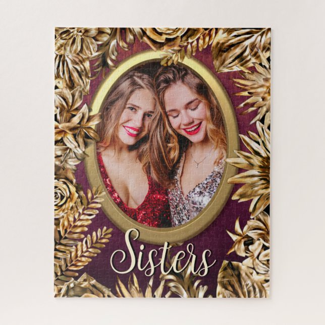 Elegante Luxus Gold Blume Fügen Sie Ihre Foto Schw Puzzle (Vertikal)