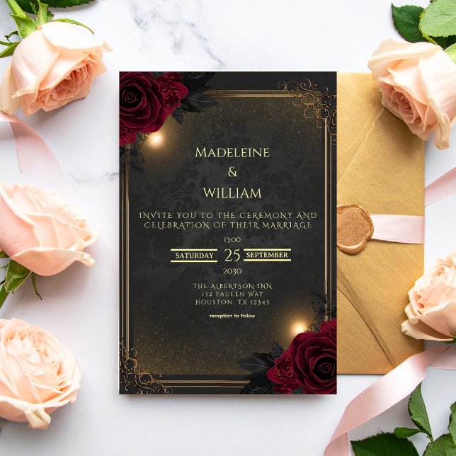 Elegante Luxus-Goth-Glam-Hochzeit Einladung (Von Creator hochgeladen)