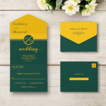 Elegante Luxus-Grün- und Gold-Monogramm-Hochzeit