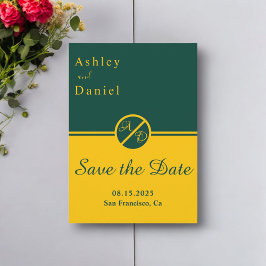 Elegante Luxus-Grün- und Gold-Monogramm-Hochzeit Save The Date