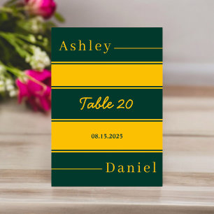 Elegante Luxus-Grün und goldene Streifen Chic Wedd Tischnummer
