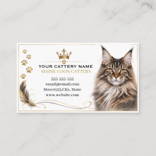Elegante Luxus Maine Coon Katzenzucht Visitenkarte