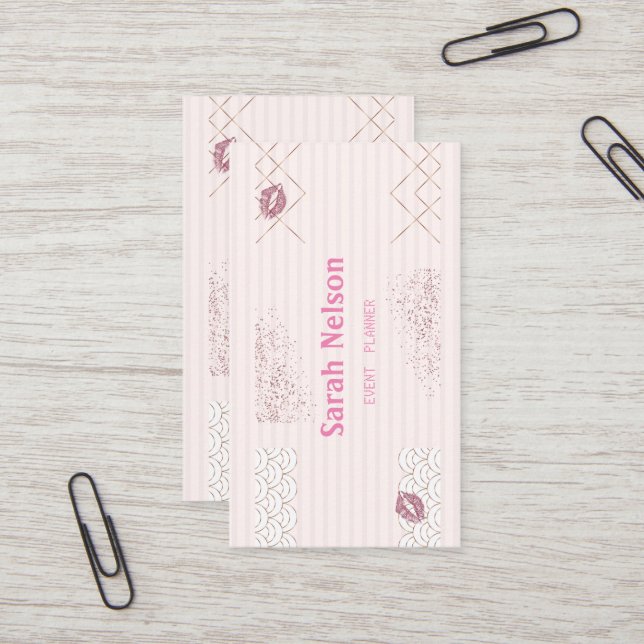 Elegante Luxus Pink Sweet Business Card Visitenkarte (Vorderseite/Rückseite Beispiel)