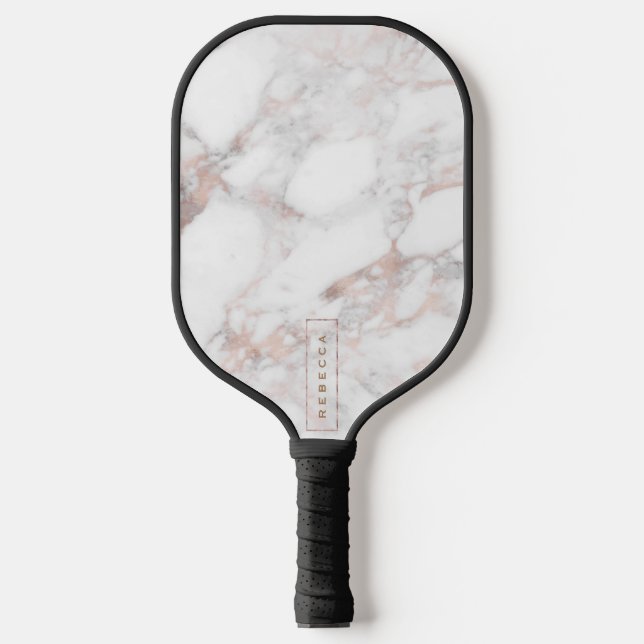 Elegante Luxus-Rose-Gold-Imitate Marmor Pickleball Schläger (Vorderseite)