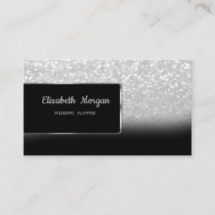 Elegante Luxus Silber Glitter Bokeh Ombre Visitenkarte