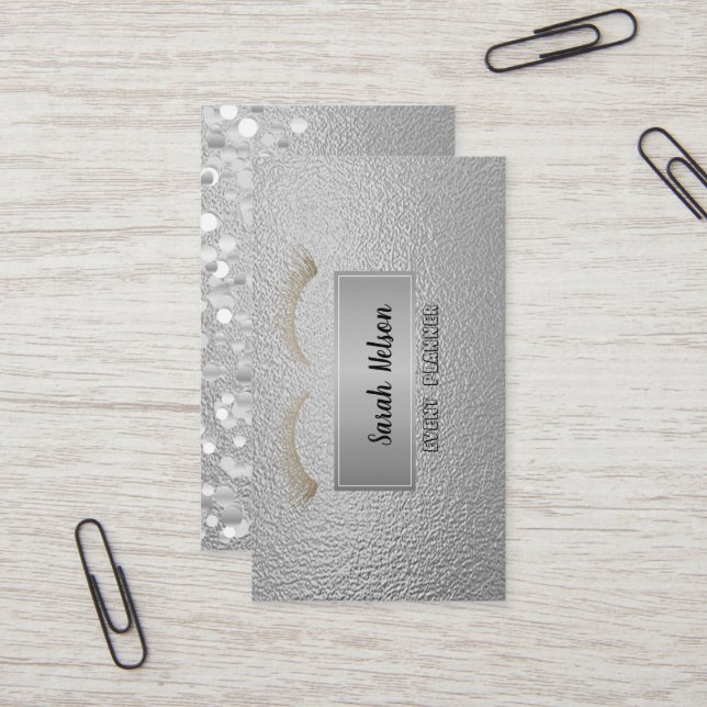Elegante Luxus Silver Imitate Lashes Visitenkarte (Vorderseite/Rückseite Beispiel)
