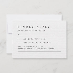 Elegante Luxus Typografie Black & White Wedding RSVP Karte