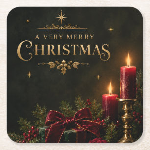 Elegante Luxus-Weihnachtskarte, Samtschleife Rechteckiger Pappuntersetzer
