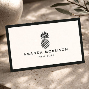 Elegante Luxusboutique Ananas Schwarz/Elfenbein Visitenkarte