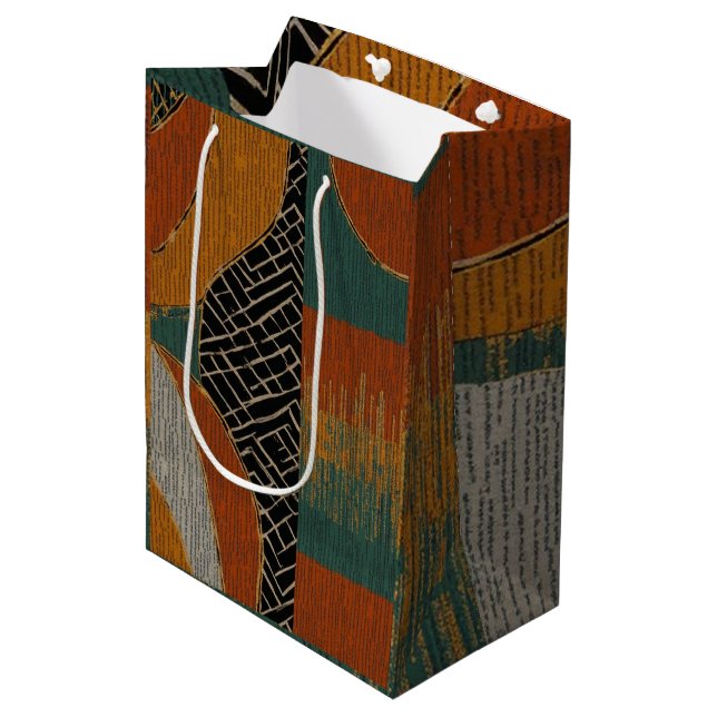 Elegante Luxusinsel Afrikanische Karibik Mittlere Geschenktüte (Vorderseite Schrägansicht)