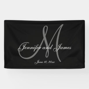 Elegante m-Monogramm-Hochzeits-Fahne Banner