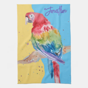 Elegante Macaw Parrot Farben Pastel Farben Geschirrtuch