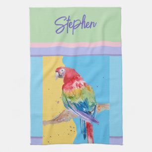 Elegante Macaw Parrot Farben Pastel Farben Geschirrtuch