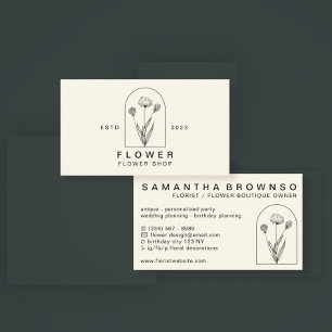 Elegante Mädchen Löwenzahn Blume Florist Blumen Visitenkarte