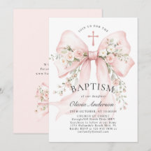 Elegante Mädchen-Taufe Pink Blumen-Schleife