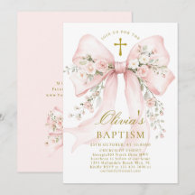 Elegante Mädchen-Taufe Pink Blumen-Schleife