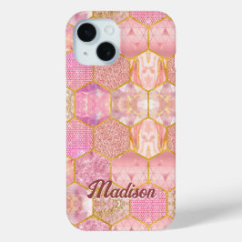 Elegante mädchenhafte Imitate Glitzer Rose geometr Case-Mate iPhone Hülle