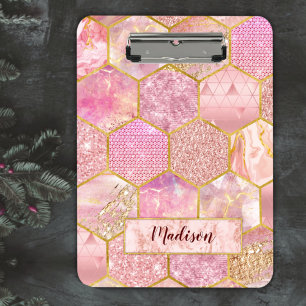 Elegante mädchenhafte Imitate Glitzer Rose geometr Klemmbrett