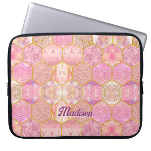 Elegante mädchenhafte Imitate Glitzer Rose geometr Laptopschutzhülle