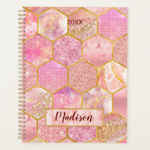 Elegante mädchenhafte Imitate Glitzer Rose geometr Planer