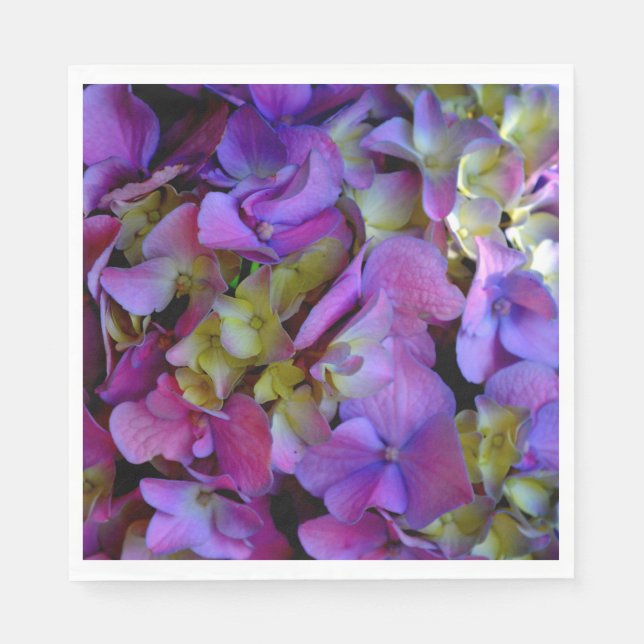 Elegante Magenta Lila-blaue Hydrangeas-Blume Serviette (Vorderseite)