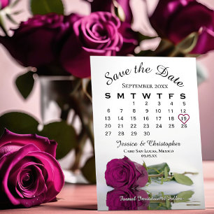 Elegante Magenta Lila Rose Hochzeitstag Save The Date