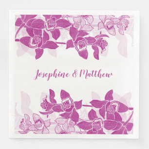 Elegante Magenta Orchid Wasserfarbene Hochzeit Serviette
