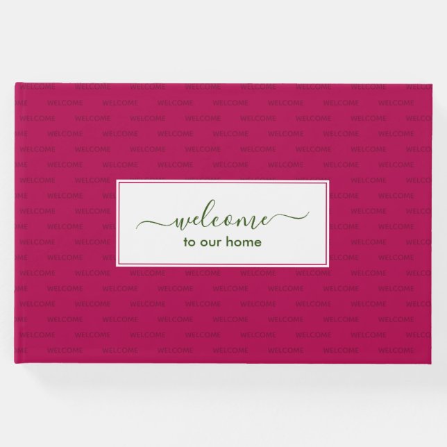 Elegante Magenta Pink Custom WILLKOMMEN AUF UNSERE Gästebuch (Vorderseite)