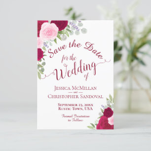 Elegante Magenta Pink Rose Boho Wedding Save The Date