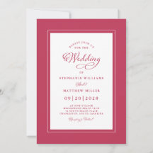 Elegante Magenta Red Modern Calligraphy Wedding