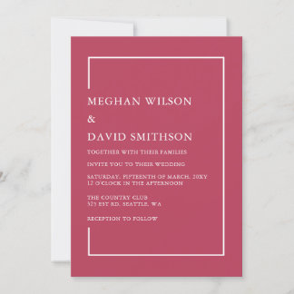 Elegante Magenta Retro Modern Wedding Einladung