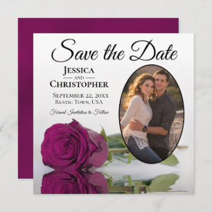 Elegante Magenta Rose auf der Hochzeit des Weißen  Save The Date