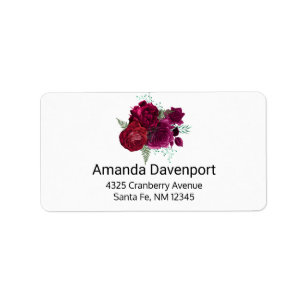 Elegante Magenta Rose Floral Bouquet Adressaufkleber