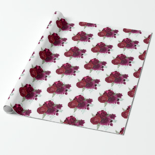 Elegante Magenta Rose Floral Bouquet Geschenkpapier